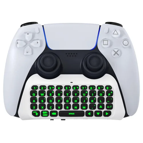 Vista 13 de MoKo Keyboard for PS5 Controller with Green Backlight, Bluetooth Wireless Mini Keypad Chatpad for PlayStation 5, Built-in Speaker & 3.5mm Audio Jack