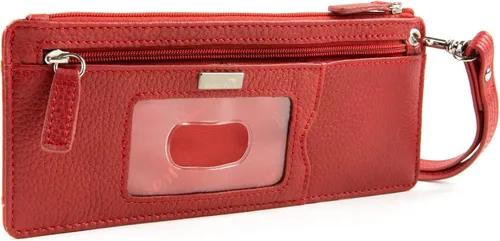 Vista 4 de Cartera de cuero ultrafina para mujer, tarjeta de crédito RFID Pebbled Red, Rojo -, Classic