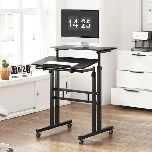 Vista 2 de SogesHome Mesa de escritorio ajustable para computadora portátil de 23.6 pulgadas, soporte de computadora portátil, mesa de bandeja de escritorio
