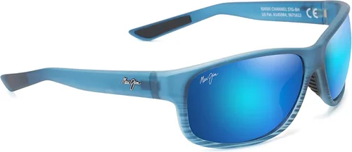 Vista 2 de Maui Jim Gafas de sol polarizadas para hombre y mujer con canal Kaiwi Rayas azules negras/azul hawaiano polarizado