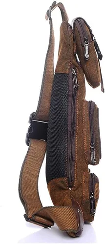 Vista 6 de Leathario Bolso bandolera de cuero para hombre, bolso de pecho de un hombro, bolso cruzado mochila para hombre, Einheitsgröße, Bolsos de hombro