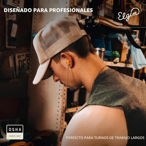 Vista 4 de Auriculares Elgin Ruckus inalámbricos Bluetooth con protección auditiva, 25 dB NRR, micrófono con cancelación de ruido, batería de 12 horas, a