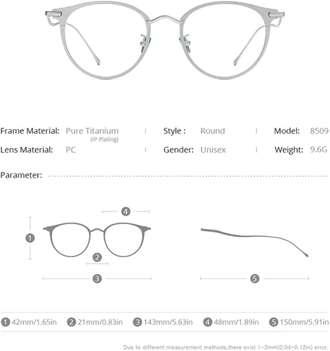 Vista 2 de Marco de gafas de titanio de FONEX gafas ópticas de miopía redondas para mujer 8509