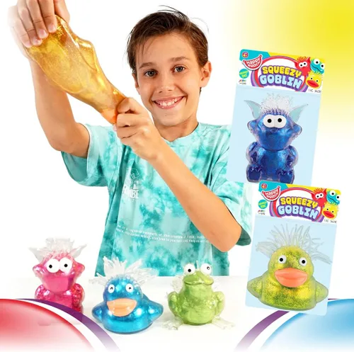 Vista 2 de JA-RU Squeezy Goblin Monster Squishy Juguetes para niños (6 juguetes esponjosos Mochi surtido) Bola antiestrés con purpurina gigante. Juguetes