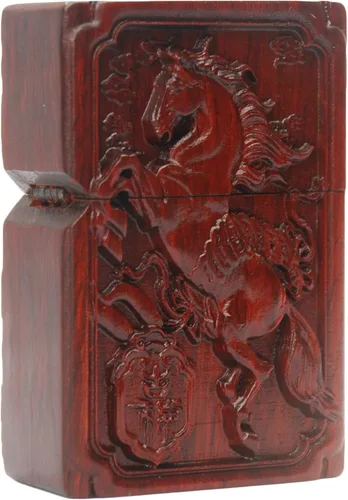 Vista 33 de Caja de carcasa de madera natural Huanghuali tallada en palisandro para módulo Zippo (oración budista)