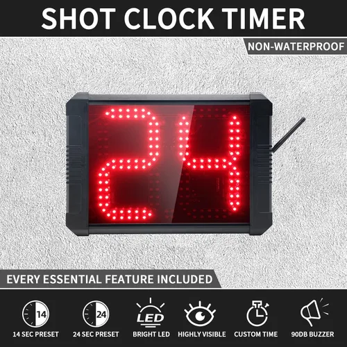 Vista 2 de Temporizador de reloj de tiro de baloncesto, temporizador de cuenta regresiva de 12/24/25/30/35/40/60 segundos, reloj de disparo portátil