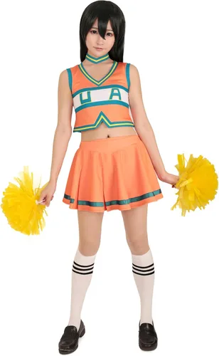 Vista 2 de miccostumes Uniforme de animación de héroe de anime para mujer con pompones, disfraz de animadora