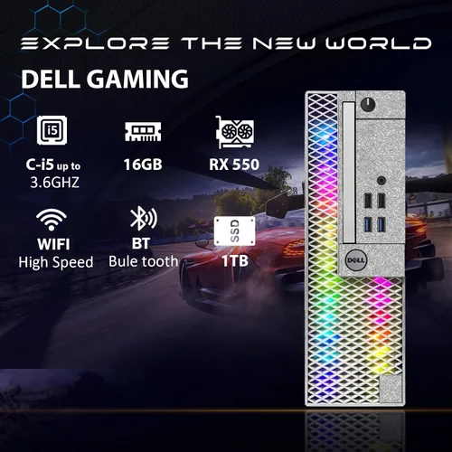 Vista 3 de Dell Computadora de escritorio para juegos RGB, Intel Quad Core I5-6500 hasta 3.6 GHz, Radeon RX 550 4G, 16 GB DDR4, 1 TB SSD, teclado y mouse RGB