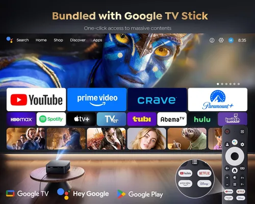 Vista 8 de Proyector inteligente con WiFi 6 y Bluetooth de [1500 ANSI/Google TV/Control de voz], compatible con 4K, Proyector de películas al aire libre