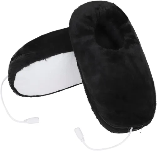 Vista 3 de Zapatillas de felpa acolchada gruesa con calefacción eléctrica, para hombre y mujer, almohadilla térmica recargable por USB, calentador de pies