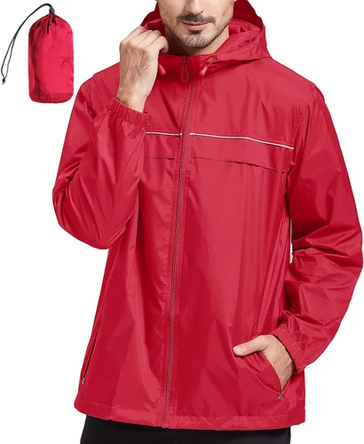 Vista 47 de SWISSWELL Chaqueta impermeable para hombre, rompevientos, ligera con capucha para uso diario casual