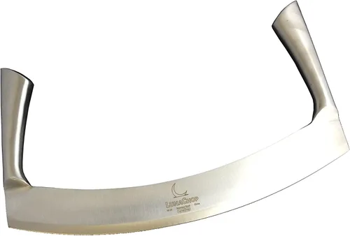 Vista 5 de Mezzaluna - Cuchillo para picar verduras para ensalada picada, cuchillo industrial para pizza (hoja de 14 pulgadas)
