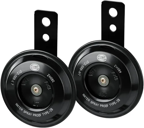 Vista 2 de HELLA 012588011 - Juego de bocinas de disco para motocicleta, color negro de 12 V (ajuste universal/ caja)