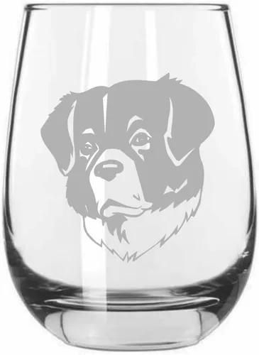 Vista 220 de Shar Pei (chino) - Vaso de vino sin tallo grabado para perro, 15.25 onzas