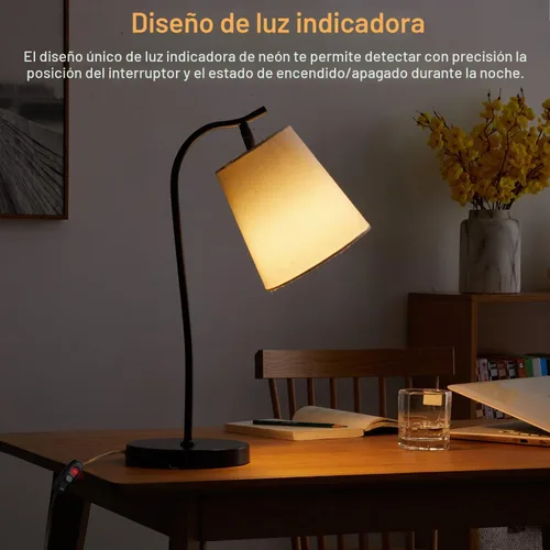 Vista 3 de Helunsi Paquete de 2 interruptores de lámpara en línea negros