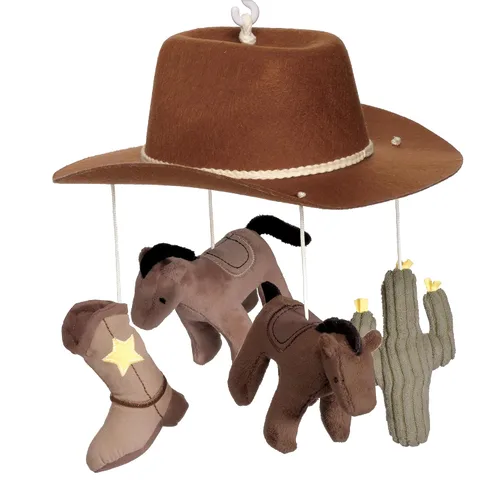 Vista 2 de Lambs & Ivy Country Western Cowboy Hat Musical Baby Crib Mobile Chupete