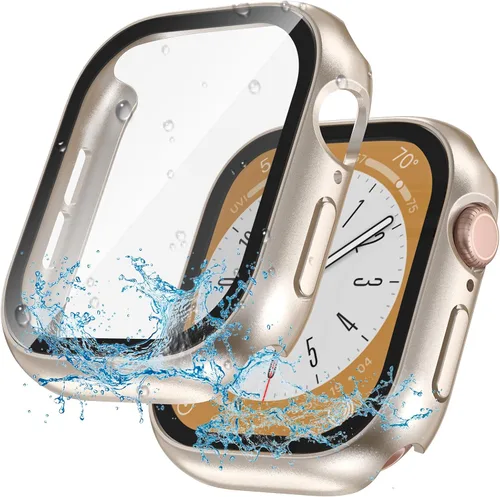 Vista 32 de YIJDACASE - Juego de 2 estuches impermeables para protector de pantalla de Apple Watch Series 10 Series 11 (2025) 46mm con vidrio templado