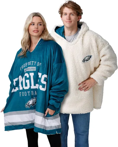 Vista 14 de FOCO Nfl Team Logo Reversible Oversized Sherpa Hoodie Sweatshirt Hoodeez