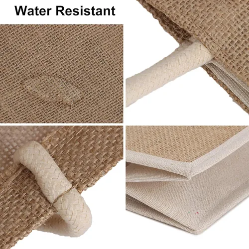 Vista 5 de TopTie 6 bolsas de yute reutilizables de arpillera para compras de comestibles, bolsa de dama de honor para boda