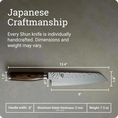 Vista 6 de Shun Premier - Cuchillo Kiritsuke de 8 pulgadas, cuchillo de cocina japonés hecho a mano para chefs profesionales y domésticos, núcleo VG-MAX