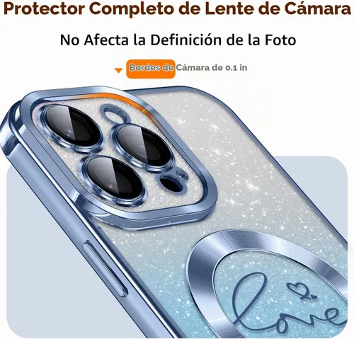 Vista 3 de Misscase Funda para iPhone 16 Pro Case Magnética con Purpurina con Protector Completo de Lente de Cámara, [Compatible con MagSafe] Linda Funda