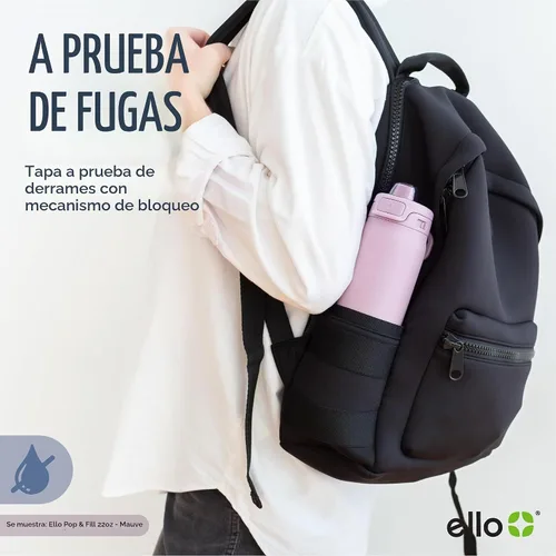 Vista 8 de Ello Pop & Fill botella de agua de acero inoxidable de 22 onzas con tecnología de llenado rápido, metal de doble pared y aislado al vacío, tapa