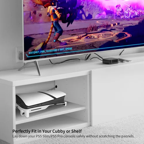 Vista 6 de PS5 Pro Accessories Soporte horizontal, soporte base compatible con PlayStation 5 Pro/Slim Disc y Digital Edition (blanco)