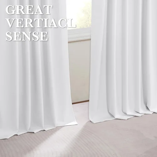 Vista 7 de RYB HOME Cortinas 100% opacas de terciopelo blanco para dormitorio, pestaña trasera y bolsillo para barra, aislamiento térmico, cortinas