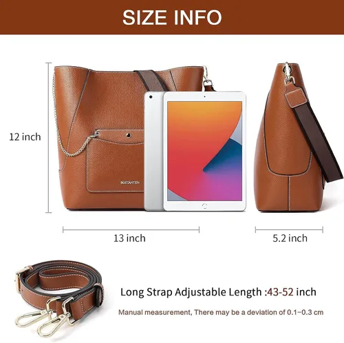 Vista 2 de BOSTANTEN Monederos y bolsos de cuero para mujer bolso de mano grande para trabajo bolso cruzado suave y carteras de cuero para mujer bloqueo RFID