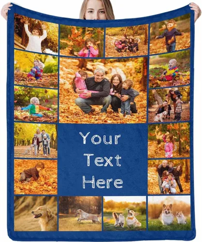 Vista 20 de Manta personalizada con imagen, tu texto aquí, 10 fotos, mantas de imágenes personalizadas para adultos, familia, papá, mamá, parejas, manta