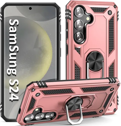 Vista 11 de Funda S24 Plus, S25 Plus, para Samsung S24+/S25+, con anillo de soporte, soporte ajustable, grado militar, protección resistente, a prueba de Azul
