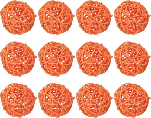 Vista 8 de MECCANIXITY 18 bolas decorativas de mimbre de ratán de 2 pulgadas para rellenos de jarrones, bodas, jardines, fiestas de pasillo, color marrón