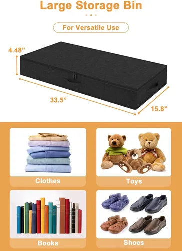 Vista 4 de punemi Contenedores de Almacenamiento Debajo de la Cama, Organizador de Almacenamiento de Ropa Debajo de la Cama de Bajo Perfil de 4.5 Pulgadas