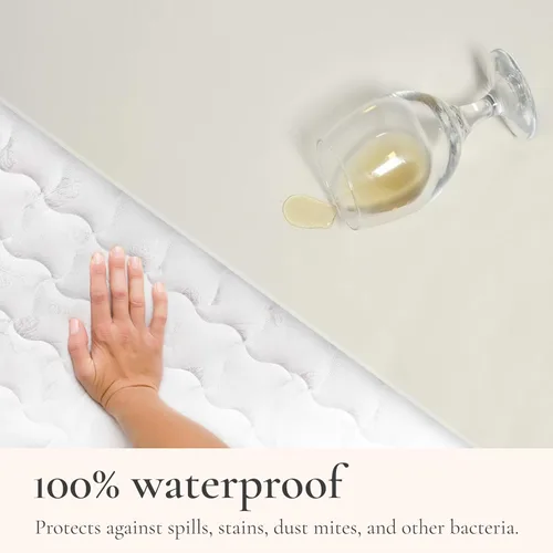 Vista 6 de Sleep & Beyond Protector de colchón impermeable 100% algodón orgánico, sueño saludable, protección contra ácaros, transpirable y flexible