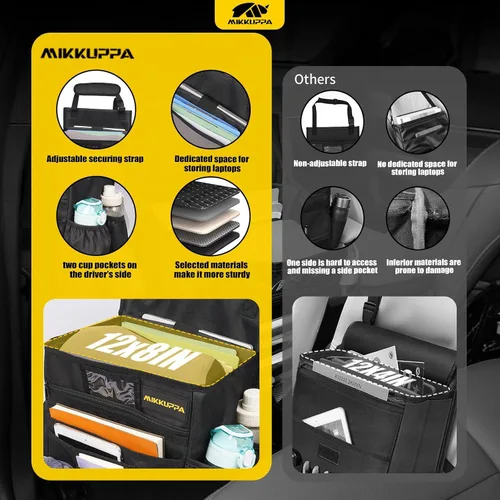 Vista 2 de MIKKUPPA Organizador de Asiento Delantero de Coche - Organizador de Asiento de Pasajero Mejorado y Ampliado con Almacenamiento Dedicado para Laptop