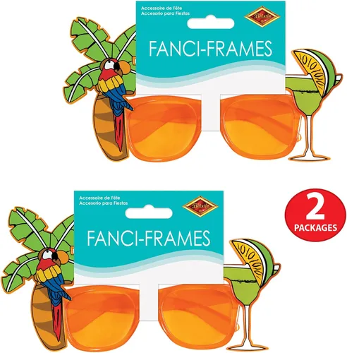 Vista 6 de Beistle 2 lentes de ojo de palmera y loro para regalos de fiesta de Luau en la playa hawaiana tropical, celebrando contigo desde 1900