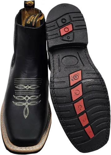 Vista 3 de Dona Michi Botas de Tobillo Cortas de Cuero Genuino para Hombre con Punta Cuadrada Hechas a Mano Negro
