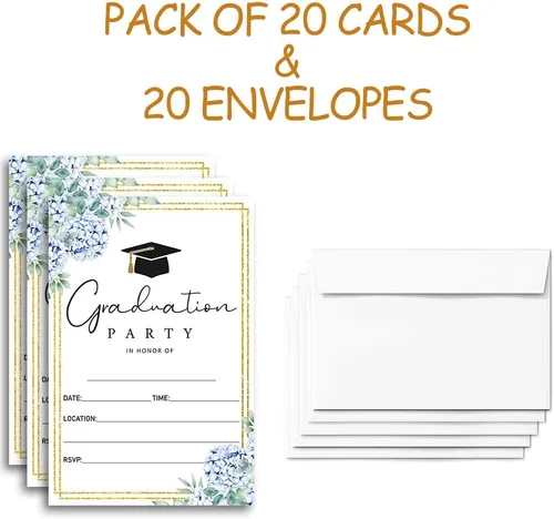 Vista 5 de FujLoy 20 tarjetas con sobres, invitaciones para fiestas de graduación 2026, 2026 para universidad, escuela secundaria, celebración de graduación