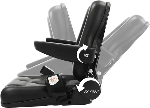 Vista 4 de Asiento de carretilla elevadora plegable universal con respaldo de ángulo ajustable, reposabrazos y cinturón de seguridad, asiento de carretilla