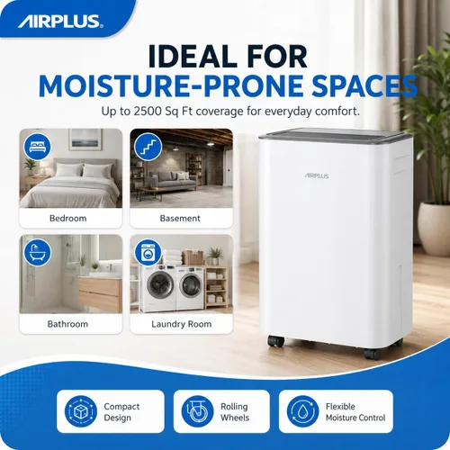Vista 5 de AIRPLUS Max 26 pintas pequeño deshumidificador para el dormitorio del hogar