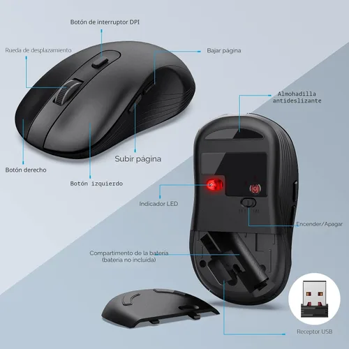 Vista 6 de Combinación de teclado y ratón inalámbricos, MARVO 2.4G Teclado inalámbrico ergonómico para computadora con soporte para teléfono y tableta, ratón