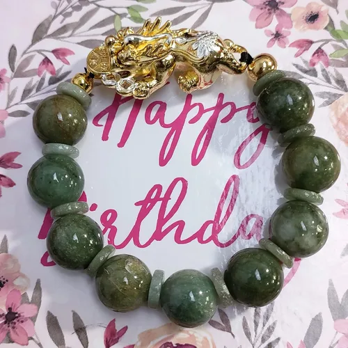 Vista 5 de Heavens Tvcz Pixiu - Pulsera para mujeres y hombres joyería de jadeíta con jade real espiritual positivo cuentas verdes Feng Shui dijes tailandeses