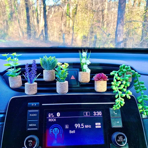 Vista 2 de Katutude Ambientador de coche Clips de ventilación 3D Plantas artificiales Forma Clips de ventilación de coche Difusor de aroma Clips de perfume