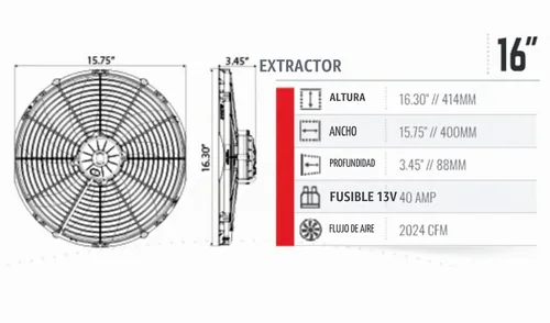 Vista 8 de SPAL 30102050 Extractor sellado de ventilador de 16 pulgadas, cuchillas curvas, 2024 CFM, 12 voltios, repuesto de refrigeración para Thermo King