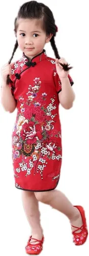 Vista 5 de Vestido de bebé para niñas, de Año Nuevo, Qipao, vintage, china, cheongsam, disfraz de princesa, ropa de algodón