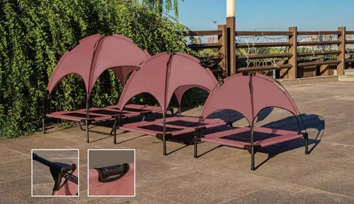 Vista 2 de Cama elevada para perros de 28 pulgadas con toldo, impermeable y transpirable, cama pequeña refrescante para perros con tienda de campaña de sombra