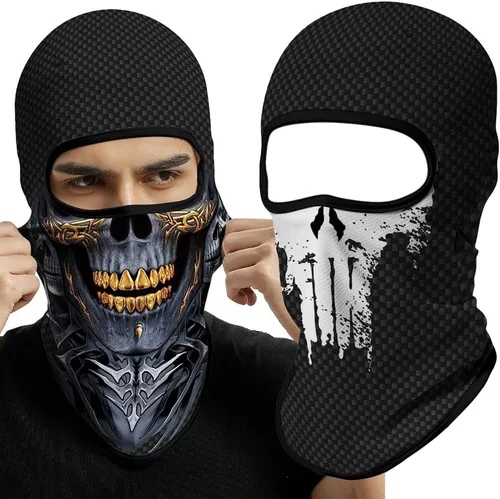 Vista 46 de Pasamontañas 3D, máscara de cara completa, resistente al viento, máscara de esquí con calavera táctica para motocicleta, ciclismo, Halloween
