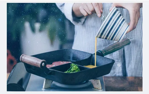 Vista 4 de CapriTech Sartén de hierro fundido con 3 secciones para desayuno, sartén con 2 asas de asistencia para estufa de gas y cocina de inducción