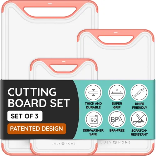 Vista 11 de Serveware Accessories Tablas de cortar para cocina, tabla de cortar de plástico, tabla de cortar apta para lavavajillas con ranuras para jugos