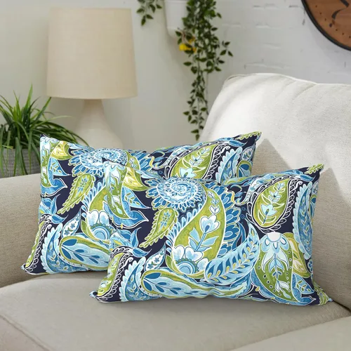 Vista 72 de DYTXIII Paquete de 2 almohadas lumbares impermeables para exteriores con rellenos, 12 x 20 pulgadas, almohada decorativa rectangular para patio